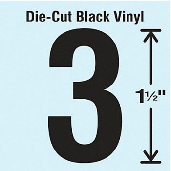 STRANCO INC Die Cut Number Label 3 10 Cards PK10, 30WZ91