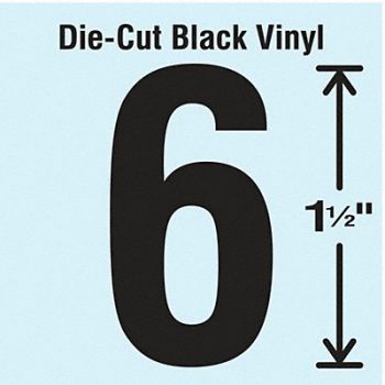 STRANCO INC Die Cut Number Label 6 10 Cards PK10, 30WZ94