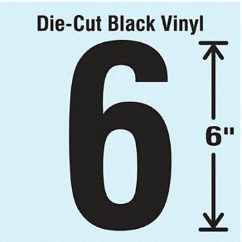 STRANCO INC Die Cut Number Label 6, 30XC76