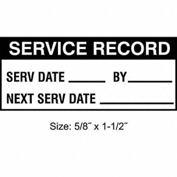 STRANCO INC Inspection Label ENG Maintenance PK350, 30XD49