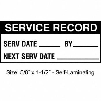 STRANCO INC Inspection Label ENG Maintenance PK350, 30XD50