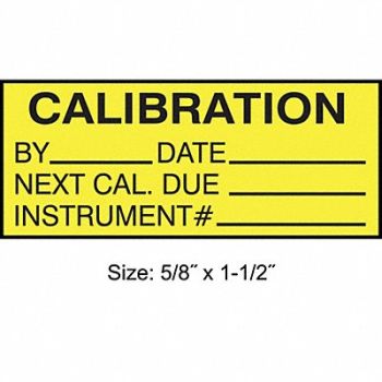 STRANCO INC Calibration Label ENG Black/Yellow PK350, 30XD66