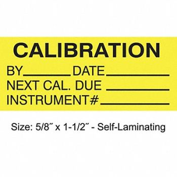 STRANCO INC Calibration Label ENG Black/Yellow PK350, 30XD67
