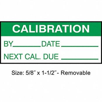 STRANCO INC Calibration Label ENG Green/White PK350, 30XD69
