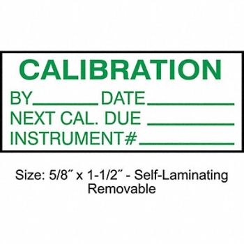 STRANCO INC Calibration Label ENG Green/White PK350, 30XD74