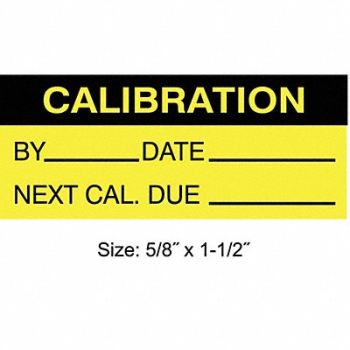 STRANCO INC Calibration Label ENG Black/Yellow PK350, 30XD75