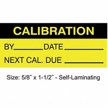 STRANCO INC Calibration Label ENG Black/Yellow PK350, 30XD76