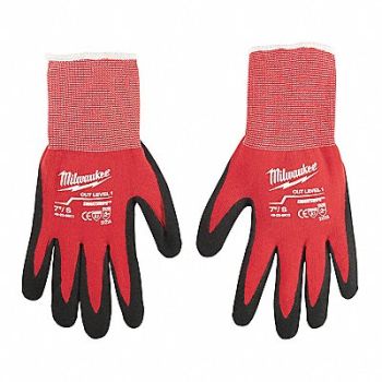 MILWAUKEE Gloves Work Nitrile Dipped Red 2X Large, 317C17