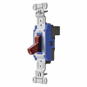 HUBBELL Wall Switch 3-Way 120/277V 15A Red Toggl, 31A419