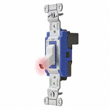 HUBBELL Pilot Lit Wall Swtch 1-Pole 120/277V 15A, 31A433