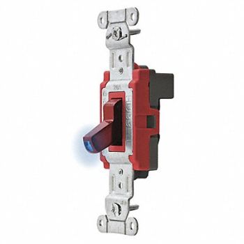 HUBBELL Illuminated Wall Switch 1-Pole 20A Red, 31A443