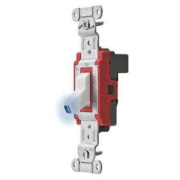 HUBBELL Illuminated Wall Switch 1-Pole 20A Wht, 31A460