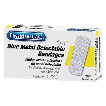 FIRST AID ONLY Bandage Blue Fabric 3inLx1inW PK16, 31AP97