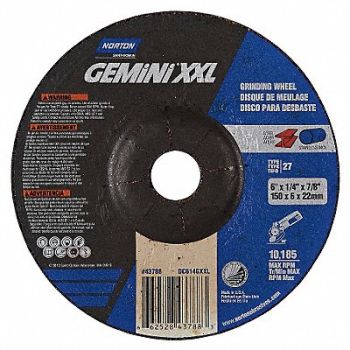 NORTON Depressed Center Wheel 6In 10185RPM, 31CF16