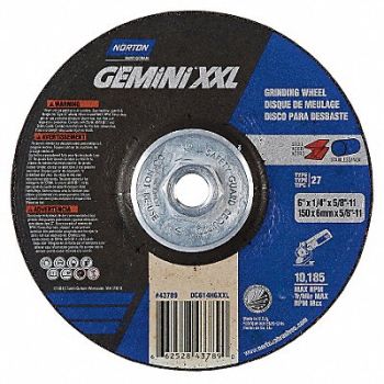 NORTON Depressed Center Wheel 6In 10185RPM, 31CF17