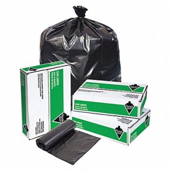 TOUGH GUY Recycled Trash Bags 33 gal Black PK150, 38D112
