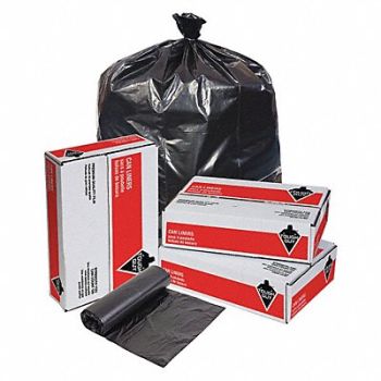 TOUGH GUY Recycled Trash Bag 60 gal Black PK100, 31DK84