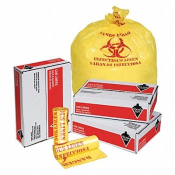 TOUGH GUY Biohazard Bags 33 gal Yellow PK100, 31DK96