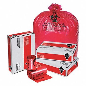 TOUGH GUY Biohazard Bags 45 gal Red PK100, 31DL02