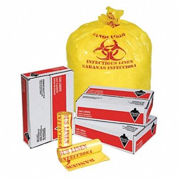 TOUGH GUY Biohazard Bags 45 gal Yellow PK100, 31DL04
