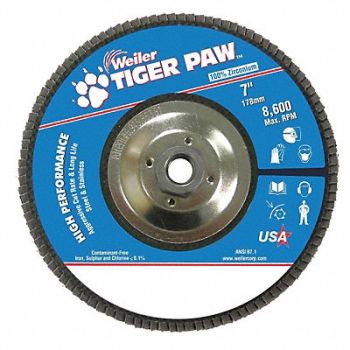 WEILER Abrasive Flap Disc Coarse 7in. Phenolic, 31GG28