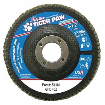 WEILER H7360 Fiber Disc 4 1/2 in Dia 7/8in Arbor, 31GG37