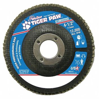 WEILER H7360 Fiber Disc 4 1/2 in Dia 7/8in Arbor, 31GG39