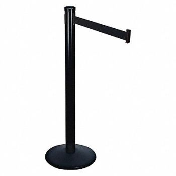 RETRACTA-BELT Barrier Post with Belt 10 ft L Black, 31HH38