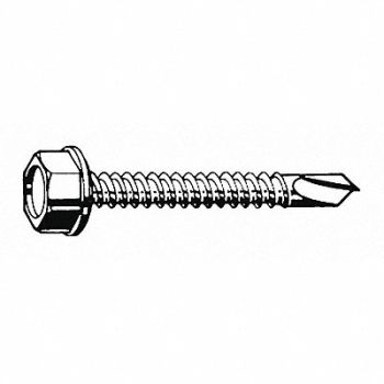 GRAINGER APPROVED Drll Scrw Hex Zp #10 Zinc 3/4 L PK100, 31JJ53