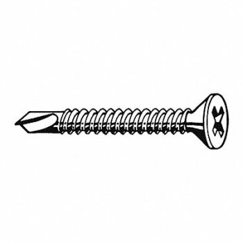 GRAINGER APPROVED Drill Screw Flat #8 Zinc 1 L PK4000, 31JK26