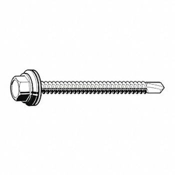 GRAINGER APPROVED Drill Screw Hex #12 Zinc 1.5 L PK1500, 31JK40