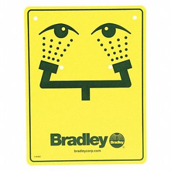 BRADLEY Safety Eyewash Sign, 31KN75