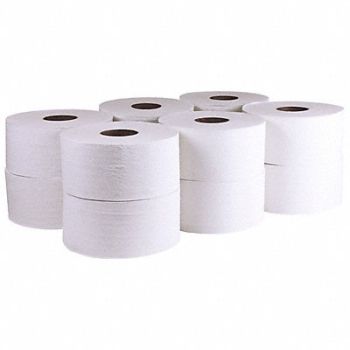 TOUGH GUY Toilet Paper Roll Continuous White PK12, 31KY16