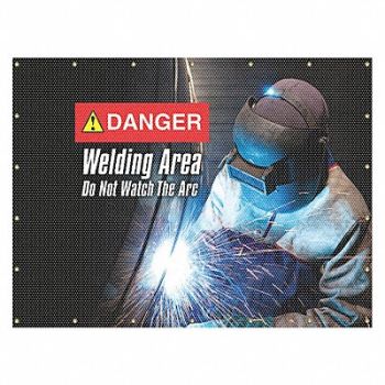 ACCUFORM Welding Curtain 8 ft W Printed Yellow, 31LW76