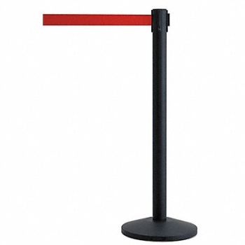 QUEUEWAY Barrier Post with Belt Metal 7-1/2 ft L, 31MJ01