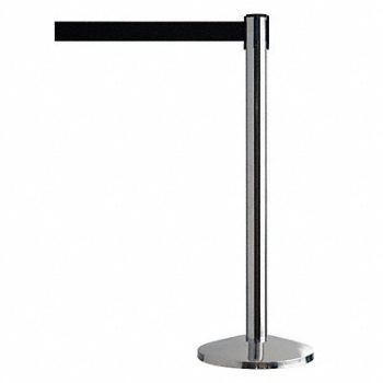 QUEUEWAY Barrier Post with Belt Metal 7-1/2 ft L, 31MJ02