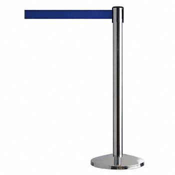 QUEUEWAY Barrier Post with Belt Metal 7-1/2 ft L, 31MJ04