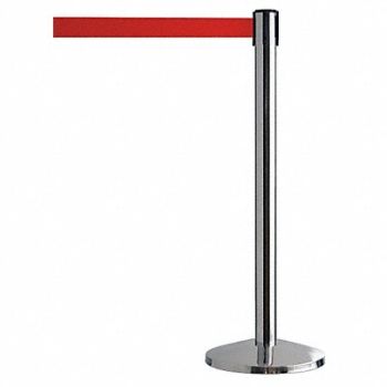 QUEUEWAY Barrier Post with Belt Metal 7-1/2 ft L, 31MJ05