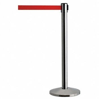 QUEUEWAY Barrier Post with Belt Metal 7-1/2 ft L, 31MJ09