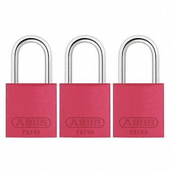 ABUS J5197 Lockout Padlock KA Red 2-17/32 H PK3, 31NF12
