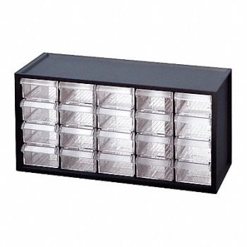 WESTWARD Bin Cab 20ClrDrwr Blk 7 1/4 H ClearDrwr, 31TT93