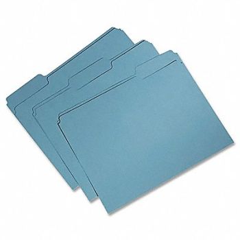 ABILITY ONE Folder Letter 1/3 Cut Rcycld Blue PK100, 31UF28