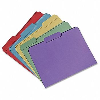 ABILITY ONE Folder Letter 1/3 Cut Rcycld Asstd PK100, 31UF30