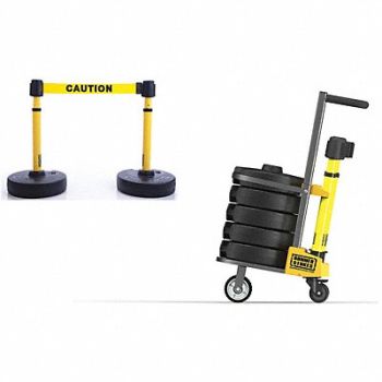 BANNER STAKES PLUS Barricade System Yellow Caution, 31XF73
