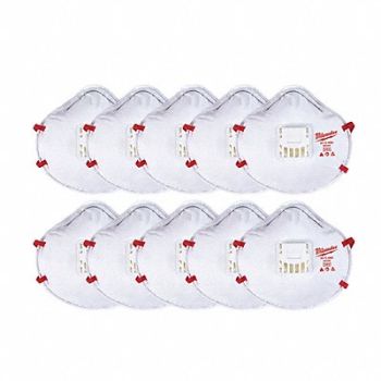 MILWAUKEE Disposable Respirator Universal Sz PK10, 327WX3