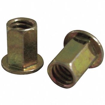 GRAINGER APPROVED Rivet Nut Hex Steel Clear Trivalent PK10, 32FX19