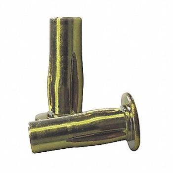 GRAINGER APPROVED Rivet Nut Slotted Body Zinc Yellow PK10, 32FX33