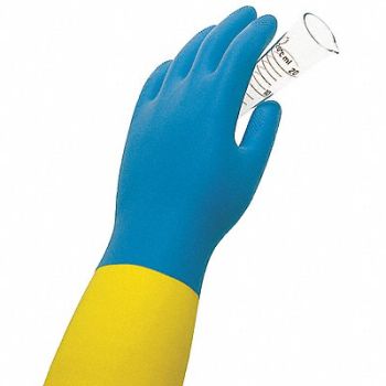 CONDOR K2362 Chemical Rsistant Gloves S Bl/Ylw PR, 32GM14
