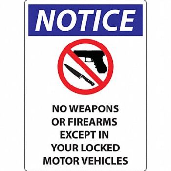 ZING Wisconsin Concealed Carry Sign 14inx10in, 32KJ67