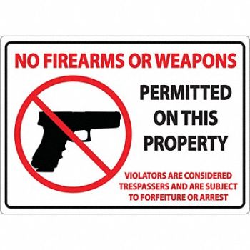 ZING Concealed Carry Sign 7in x 10in Plastic, 32KJ37